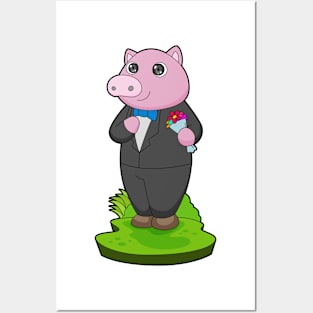 Pig Groom Jacket Wedding Posters and Art